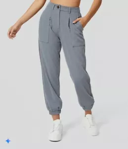 Halara Mid Rise Button Zipper Multiple Pockets Corduroy Casual Joggers - Picture 1 of 1