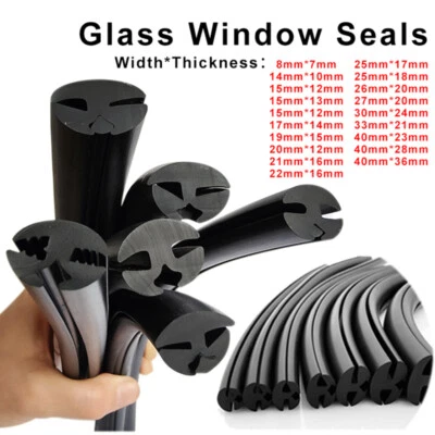 Rubber Window Windscreen Glass Seal Slot Waterproof Rubber Clip Width 8mm~40mm - Image 1 of 4