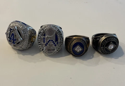 Lot of 4 Los Angeles Dodgers Championship Replica Rings 2020,1965,1963 Cover