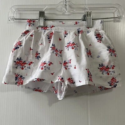 Shorts Janie Jack bebê meninas verão branco floral bolsos tamanho 12-18 meses - Imagem 1 de 4