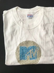 Vintage MTV Logo T-Shirt Brandneu Weiß Erwachsene Große Größe Hanes Beefy T - Bild 1 von 5