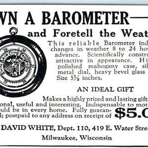 1925 Milwaukee, Wis. David weiß Barometer Druck Anzeige 5 $ Wetter Geschenk WI C37 - Bild 1 von 3
