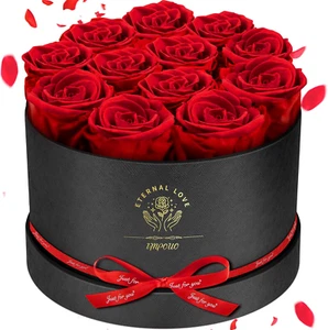 Forever Flowers,12 Red Roses in a Box, Real Preserved Roses, Birthday Gift for W - Picture 1 of 12