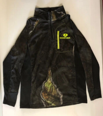 Camisa de rendimiento camuflada para niña Mossy Oak negra y verde lima talla S (6-7) Foto 1 de 4