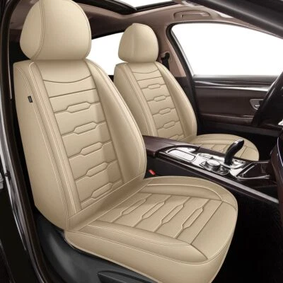 For Kia Rio 2013-2023 Full Set Car 5-Seat Covers Cushion Pad Faux Leather BEIGE - Image 1 of 4