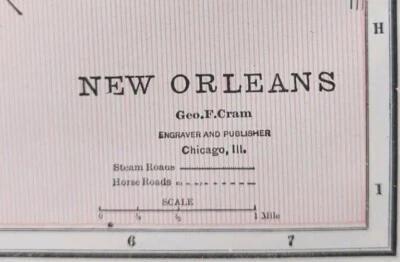 Vintage 1887 NOVO ORLEANS LOUISIANA Mapa 11"x13" Antigo Original VIEUX CARRE - Imagem 1 de 4