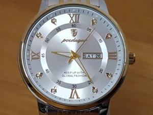Reloj Hombre Clásico 2-t Pulsera POEDAGAR Plata Caballeros Día Fecha BONITO REGALO - Imagen 1 de 11
