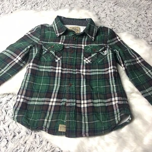  True Religion kids  jacket size med Thermal Thick Flannel  Green Plaid  - Picture 1 of 11