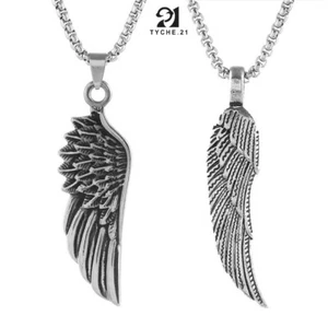 Guardian Angel Wing Pendant Necklace Punk Biker Jewelry For Men Women Chain 24" - Picture 1 of 15