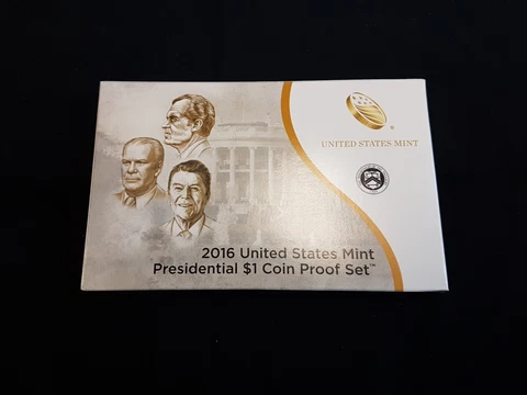 2016 U.S.  Presidential 1$ Dollar Coin Proof Set Complete With Box & COA -WB Cover