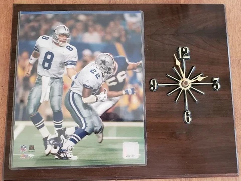 Vntg Official NFL License Dallas Cowboys Football Wood 12 x 15" Wall Clock Cover