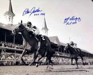 STEVE CAUTHEN & JORGE VELASQUEZ SIGNED 16x20 PHOTO ALYDAR AFFIRMED BECKETT BAS - Picture 1 of 4
