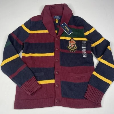 Polo Ralph Lauren Niños XL 18-20, Preppy Suéter Cárdigan Botón Completo Frontal Foto 1 de 4