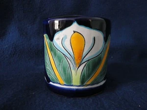 Toothbrush and Paste Holder Mexican Talavera Clay Calla Lilly Holds 4 Brushes - Picture 1 of 4