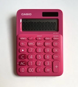 Casio Hot Pink Colorful Calculator MS-20UC - Solar Powered Panel Battery - Picture 1 of 4
