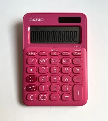 Casio Hot Pink Colorful Calculator MS-20UC - Solar Powered Panel Battery - Image 1 of 4