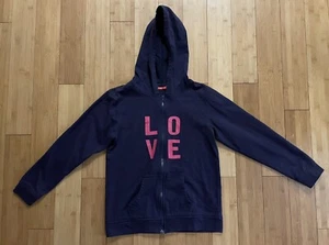 Tissaia France Girls Blue Pink Love Long Sleeve Jacket Hoodie Soft Sz 14 EUC - Picture 1 of 3