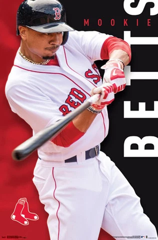 MOOKIE BETTS Boston Red Sox BLAST! MLB Baseball Action 22x34 Wall POSTER Cover