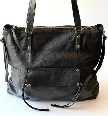 Kooba Black Pebbled Leather Tote Hobo Expandable Shoulder Bag Double Strap Purse - Image 1 of 4