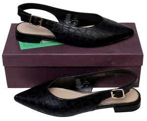 CARVELA Ladies Melle Black Croc Print Pointed Flat Sandals Shoe MRRP £59