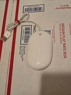 Apple A1152 Wired  Computer USB Optical Mighty Mouse Good White Tested Works! - Image 1 of 3