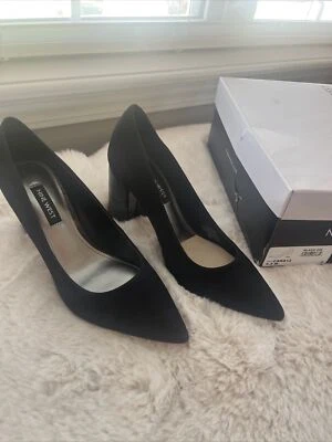 Nine West Women's Cara Block Heel Dress Pumps Black Suede Leather Size 5.5 - Image 1 of 4