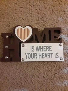 Mantle Decoration "Home Is Where The Heart Is" Sign Table Decoration Wall Plaque - Picture 1 of 12