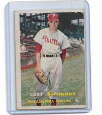 CURT SIMMONS 1957 Topps Baseball Vintage Card #158 PHILLIES - VG (DA)