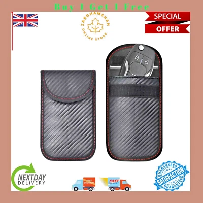 2 x Protector de señal de llave de coche Faraday jaula bolsa de llavero RFID sin llave