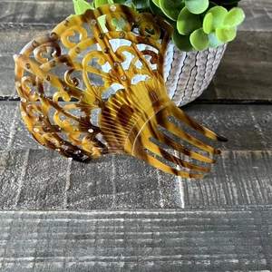 Vintage Faux Schildpatt und Strass Haarkamm Ornament - Bild 1 von 4