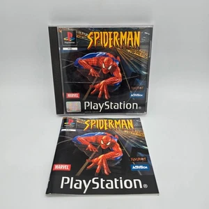 Spider-Man (PS1 PlayStation) Black Label – Tested Working with Manual – Good - Picture 1 of 13