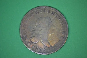 1795 Flowing Hair Half Dollar- Toned Fine with questionable color. Rare Coin. - Picture 1 of 8