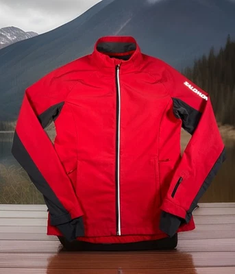 Salomon Clima Wind Light Cycling Jacket Men M Red Reflective Full Zip Softshell - Image 1 of 4