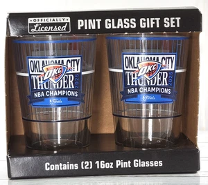 OKLAHOMA CITY Thunder Pint Glass Set of 2, Officially Licensed - Picture 1 of 1