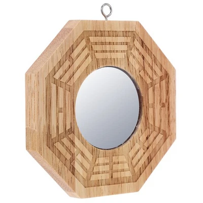  Miroir convexe en bois Bagua, cadre en bois artisanal artistique, décoration - Photo 1/4