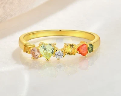 Simulated Multicolor Gemstone Women Anniversary Ring In Pure 10K Yellow Gold - Image 1 of 4