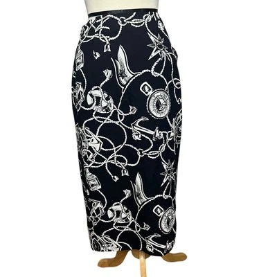 Falda envolvente midi vintage Talbots para mujer 4 azul náutica vela costera resort Foto 1 de 4