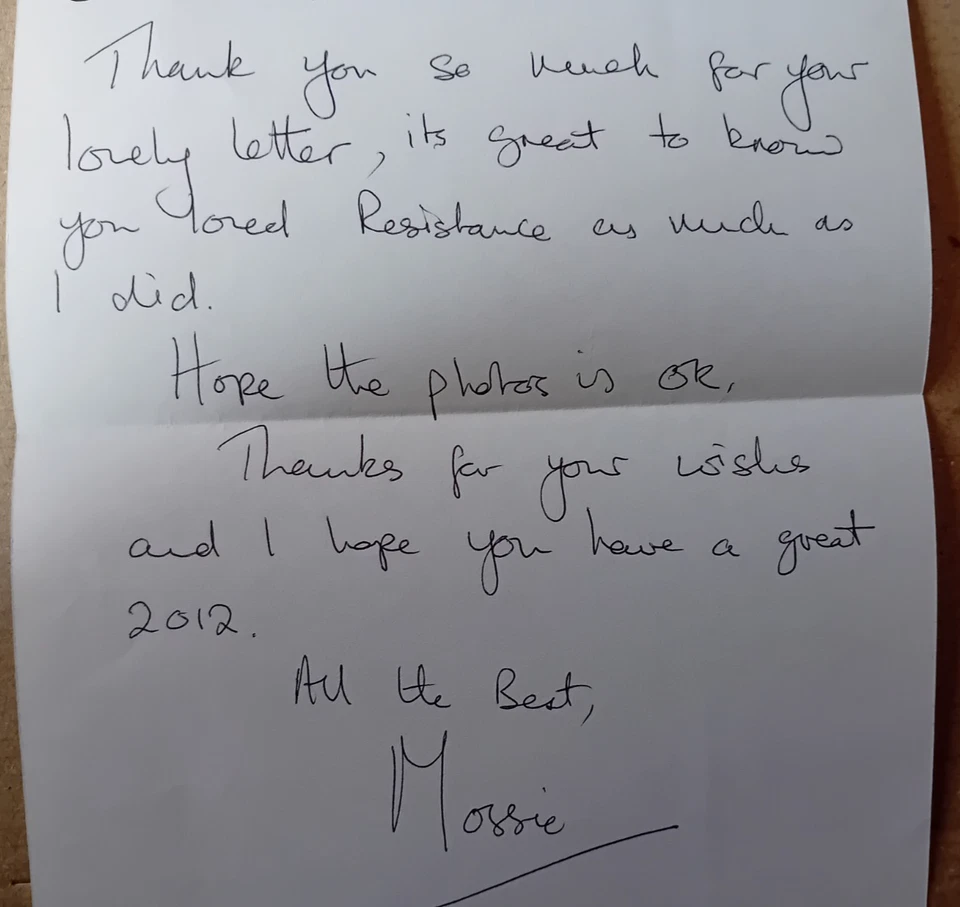 ORIGINAL HAND WRITTEN LETTER MOSSIE SMITH Goodnight Mr Tom - Image 1 of 1