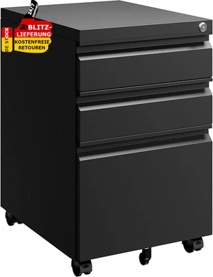 SIGHTLIFE Rollcontainer Aktenschrank Büroschrank Metallschrank File Cabinet 39X50X62Cm