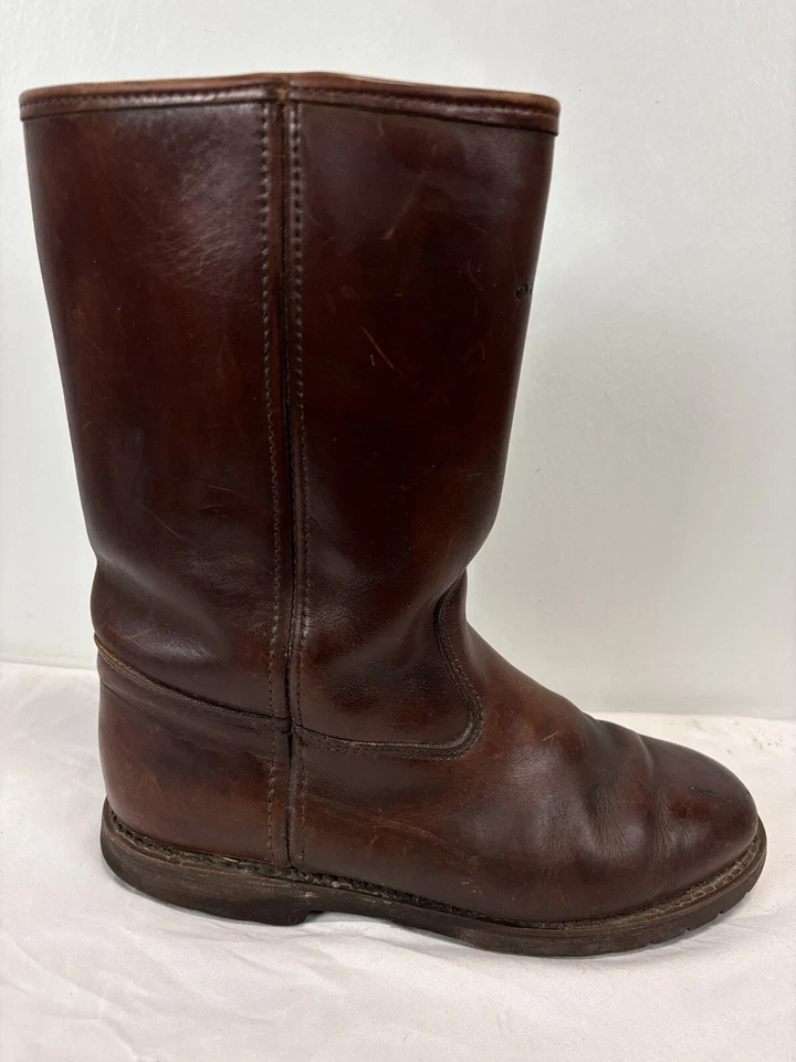 Orvis 男式皮革 Chukka 靴子 9D 侧拉链中筒棕色 Vibram 鞋底美国制造 — 第 1/4 张图片