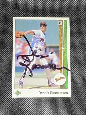Dennis Rasmussen San Diego Padres 1989 Upper Deck Signed Auto Card #645 ~ COA - Image 1 of 3