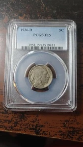 1926 D Buffalo Nickel 5C PCGS F15 Perfect Originality 4482 - Picture 1 of 4