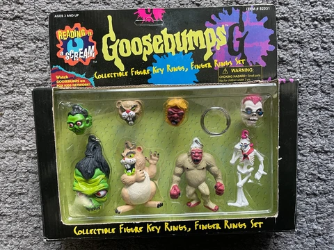 Goosebumps Collectible Figure Keyrings  Finger Rings Set By Buy-Rite MIB Sealed Cover