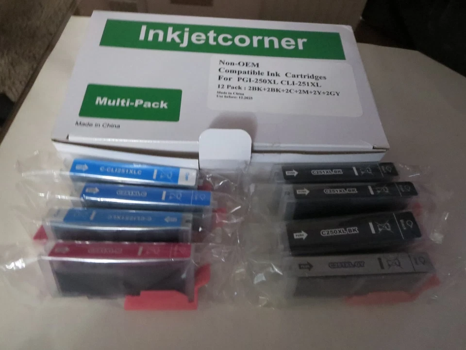Inkjetcorner Ink Cartridges for PGI-250XL CLI-251XL PGI-250PGBK for use