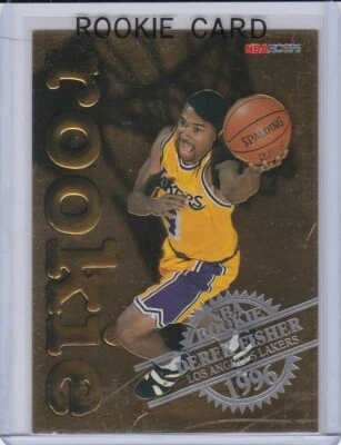 Tarjeta de novato Derek Fisher Los Angeles Lakers 1996 Aros Lámina de Oro Baloncesto RC! Foto 1 de 2
