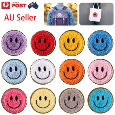 NEW AU STOCK Smile Face Patch Iron on Sew on Patches Chenille DIY Craft - image 1 of 4