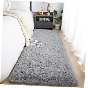 Super Soft Shaggy Rug for Bedroom Fluffy Carpet for Living 2x6 Feet Art Grey - Picture 1 of 7