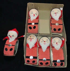SIX VINTAGE LEEWARDS SANTA NAPKIN HOLDERS - APPEAR UNUSED! - Picture 1 of 10