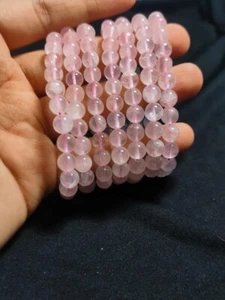 Beautiful Rose Quartz Bracelet for Men and Women - Stretchable Beads - Picture 1 of 6