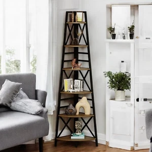 Corner Shelf, Tall Corner Bookshelf, 6-Tier Corner Ladder Shelf - Picture 1 of 8